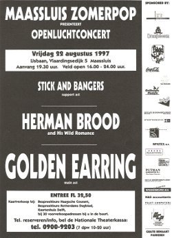 Zomerpop festival poster August 22 1997 Maasluis with Golden Earring